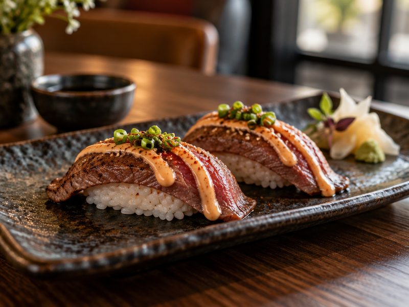 Beef Fillet Nigiri 2pc at Soul Music Food